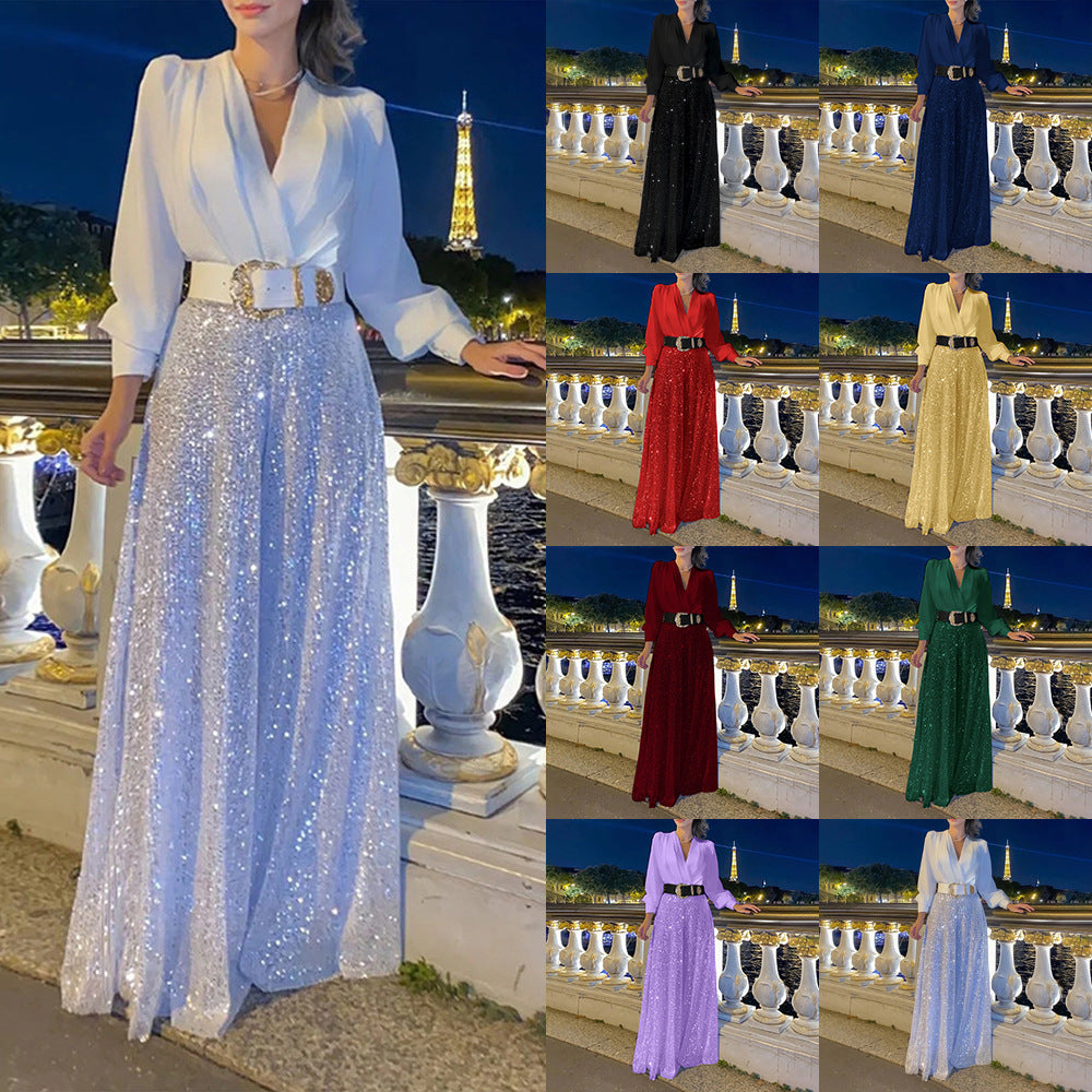 Bő jumpsuit hosszú ujjú, garbós inggel kombinálva
