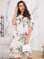 ❀Elegáns női félujjú sifon ruha mintával