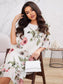 ❀Elegáns női félujjú sifon ruha mintával