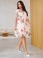❀Elegáns női félujjú sifon ruha mintával