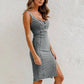 Állítható U pántos Drock osztott farmer Bodycon Cami ruha