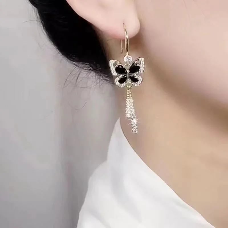 🔥 PROMOÇÃO AGORA COM 49% DE DESCONTO 🎁 BRINCOS DE BORLA BORBOLETA DE CRISTAL
